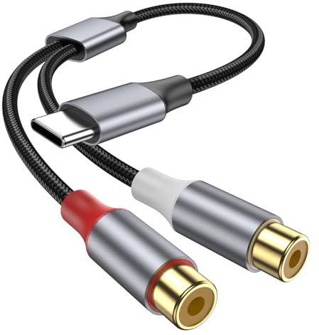 KAYQINHO Câble audio USB-C vers RCA, câble adaptateur en Y stéréo USB-C mâle vers double RCA femelle pour ordinateurs, ordinateurs portables, téléphones, tablettes, lecteurs MP3, enceintes