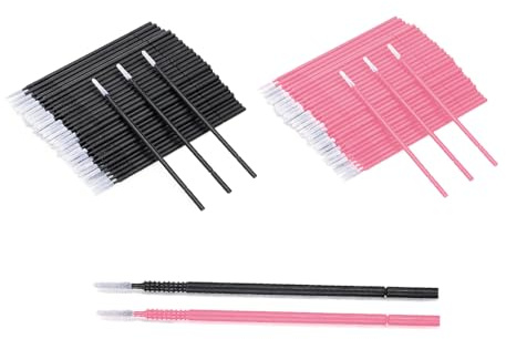 200Pcs Microbrushes,Disposable Micro Applicators Eyelash Lip Brushes Lashes | Pink Black Mini Eyelash Brush Mascara Wands Applicator Lamination,for Eyebrow Extensions Lip Makeup Paint Nail Polish Craft
