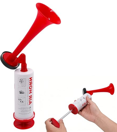 OVBOVA Handheld Pump Horn, Loud Cheering Horn for Sports Events, Parties, Celebrations and Outdoor Activities for Fans and Coaches (Red)