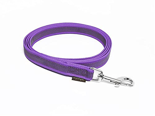 Mystique® Gummierte Leine 15mm mit Handschlaufe Standard Karabiner lila 3m