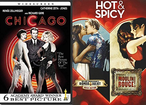 Hot & Spicy Musicals - Chicago + Romeo & Juliet + Moulin Rouge DVD Movie Set Bundle