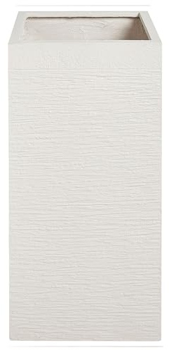 Beliani Grande Jardinière Haute Intérieur et Extérieur 33x33x70 cm en Fibre d'argile Beige Clair Dion