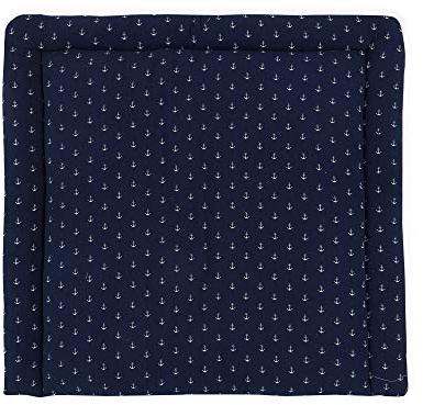 KraftKids Wickelauflage in Musselin dunkelblau Anker, Wickelunterlage 60x70 cm (BxT), Wickelkissen