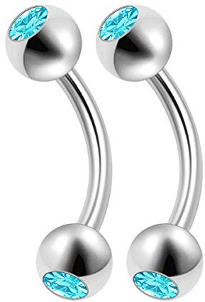 KJM FASHION 2 STK Stahl Banana Barbell 1,2mm 16g Eyebrow Rook Ohrringe