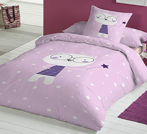COTTON ARTean Funda Nórdica Infantil Cama 90 Algodón Clara Rosa