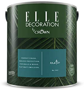 Crown ELLE DECORATION Exotic No. 342, 2,5 L, extra-matte Premium Wandfarbe für Innen, für Wände und Holz, hohe Deckkraft, Innenfarbe,reiches, fesselndes Petrol