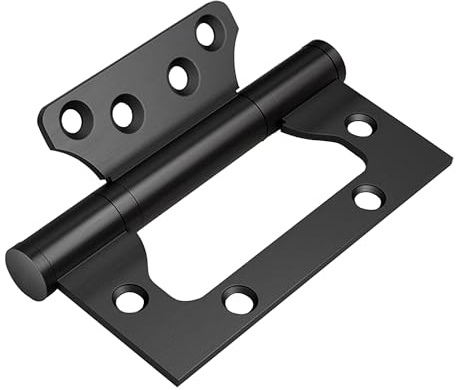 VOLUKA 6 Pack Non-Mortise Door Hinges - Easy to Install, 4 × 3 Stainless Steel Door Hinges - Smooth Movement and Heavy Duty, Black
