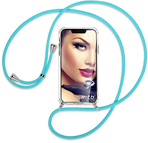 mtb more energy® Handykette kompatibel mit Sony Xperia X Compact (4.6'') - türkis - Smartphone Hülle zum Umhängen - Anti Shock Full TPU Case