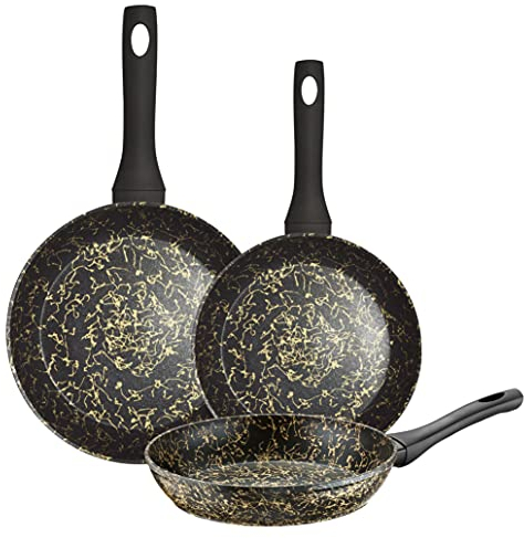 PINTINOX Set 3 Padelle Alluminio Stardust Speciale Antiaderente Innovativo, adatte all'Induzione
