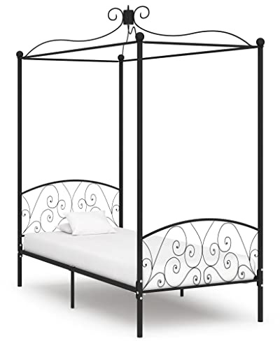 Himmelbett-Gestell Schwarz Metall 90x200 cm