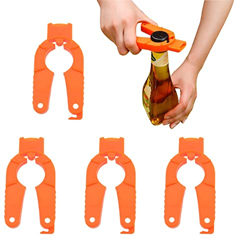 4 PACK Multifunctional Kitchen Bottle Opener Adjustable Easy Grip Bottle Jar Opener Orange Can Opener Use for Elderly Weak Hands and Arthritic