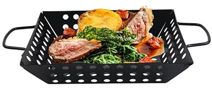 FUYTERY Grill Basket Nonstick Stainless Steel with Holes Grill Outdoor Camping Cookware (Rectangle)