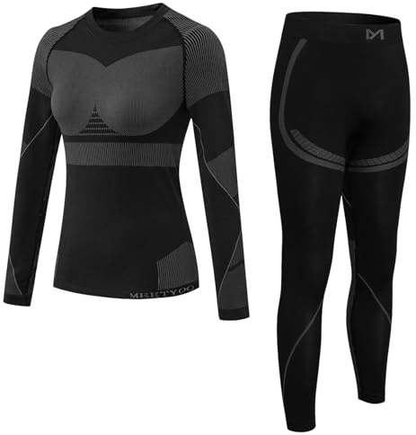 MEETYOO sous-vêtements Thermiques Femme, Ski sous Vetement Chauffant Sport Base Layer Manches Longues pour L'entraînement Running Randonnée Cyclisme