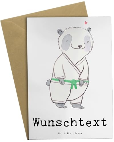 Mr. & Mrs. Panda Personalisierte Grußkarte Panda Jiu Jitsu - Geschenke, Postkarte, Hochzeitskarte, Grußkarten Personalisiert, Sportler, Selbst Gestalten, Karte, Glückwunschkarte, Selbstverteidigung