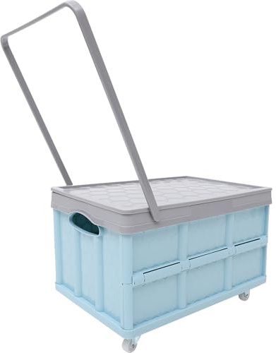 Collapsible Storage Bins with Lids, Folding Plastic Stackable Utility Crates 30L, Plastic Tote Storage Box Container Stackable Folding Utility Crates for Clothes Books Snack Shoe and Grocery Storage