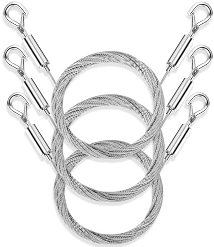 Adjustable Picture Hanging Wire, 3Pcs Stainless Steel Wire Rope Heavy Duty Supports for Mirror, Picture Frame, Light Lamp, Billboards