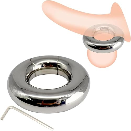Jinqian 420g Extra Schwer Dicker Hodenring Ballstretcher Edelstahl Hodengewicht Hoden Strecker Heavy Duty Cock Sack Anhänger Ring Metall Penisring Cockring CBT Bondage Sexspielzeug für Männer, Silber