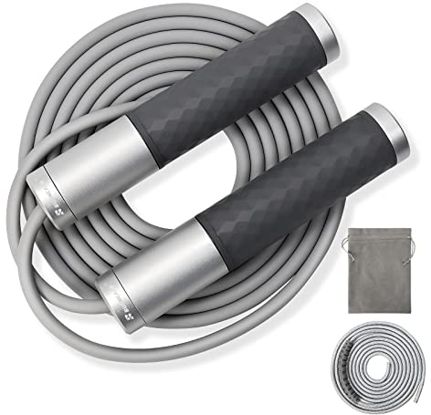 BURNCALO Viktat hopprep för fitness, hopprep för män kvinnor, metall tunga handtag, kullager, justerbar längd PVC-sladd och bomullsrep, uthållighetsträning fitness träning träning