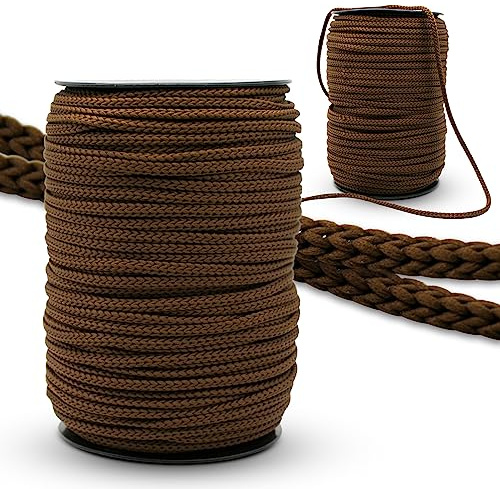 DOJA Barcelona | Seil Spule | 100m | Braune Schnüre | 6mm Durchmesser | aus Polyester | Widerstandsfähig | Paracord-Schnur für Schnürsenkel, Sportschuhe, Tennisschuhe, Taschen, Rucksäcke, Armband