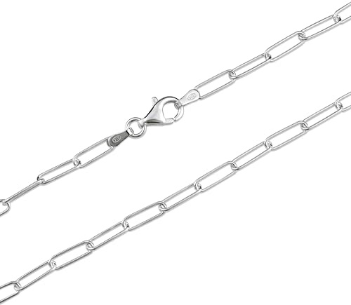 Heather Needham Sterling Silver Round Wire Paperclip Chain Necklace - Link Size 9 mm - 16, 18 inches - Gift Boxed 8507/18