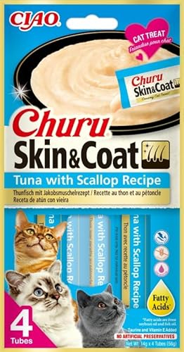 Churu Gato Skin & Coat Snack para Gatos 12x4x14 Gr (Atún Y Vieira)