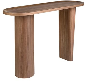 Ángel Cerdá- Consola Ovalada Medio Punto - Madera Chapada en Nogal Natural - Diseño Moderno y Elegante - Muebles de Salon - Mesa Auxiliar - Mueble Recibidor -Mesa Entrada - Ø120 x 40 x 76 cm