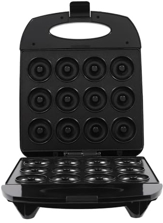 Mini Donut Maker für 12 kleine Donuts, inkl. Backampel & Antihaftbeschichtung, 1200W Donutmaker, Donuts Backform