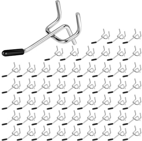 NISHZHU Pegboard Hooks 55 Pack 2 Inches, Peg Board Hooks for Hanging, Fit 1/4inch Peg Board Accessories for Garage