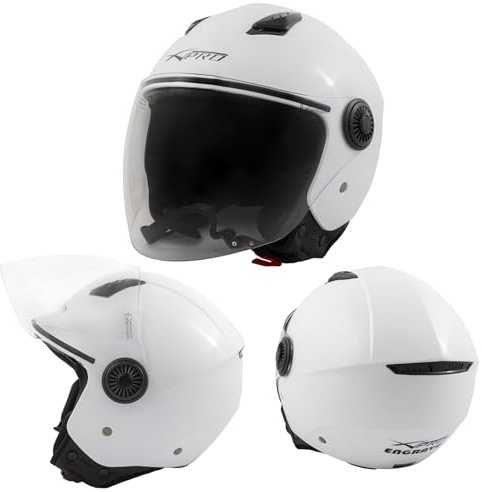 A-Pro Casco Jet Visiera Lunga Scooter Moto Quad Omologato ECE 22 Bianco XXL