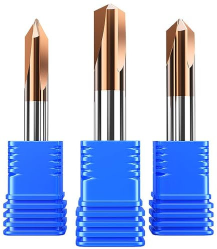 Chamfer Router，Wood Milling Cutter 1PC CNC Carbide Chamfer Milling Cutter 60 90 120 Degree 8mm Cutter Coated 3 Flutes Deburr End Mill Engraving Chamfer For Steel(10 * 60°*75L)