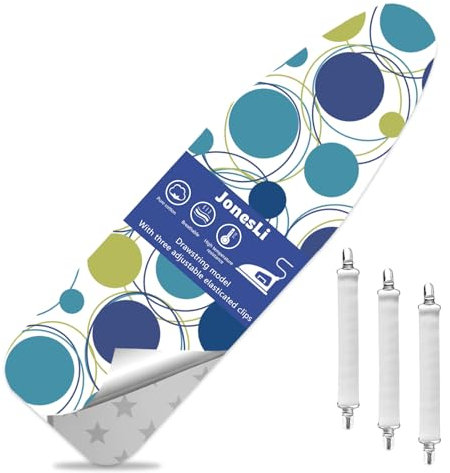 JonesLi Super Thick Soft Ironing Board Covers 100 Percent Cotton Easy to Clean Adjustable Elastic Edges for Secure Fit,Quality for Efficient Ironing Experience (A Color, 124 x 38 cm)