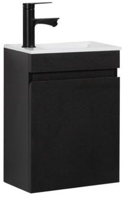 Kometmöbel Mobile Bagno con Lavabo preassemblato piccolo lavabo con mobiletto (Nero 40cm, Senza Rubinetto)