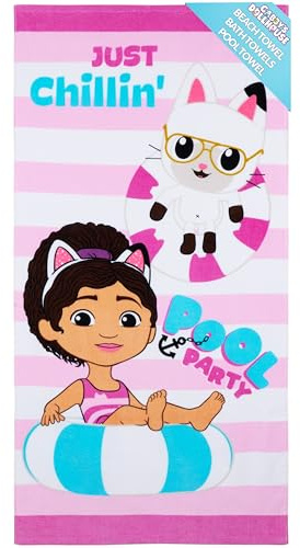 Gabby's Dollhouse Towel for Kids Toddlers Soft Absorbent Bath Shower Swimming Beach Towel 100% Cotton Quick Dry Holiday Essentials 140x70cm