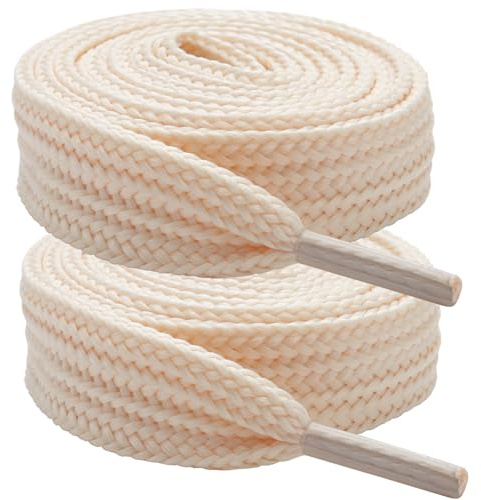 7STROBBS 2 Pairs 16MM Thick Wide Shoe Laces for Adida Campus, Flat Chunky Replacement Shoelaces for Mcqueen, Converse, Air Force 1, School, Trainers, Cream 140CM