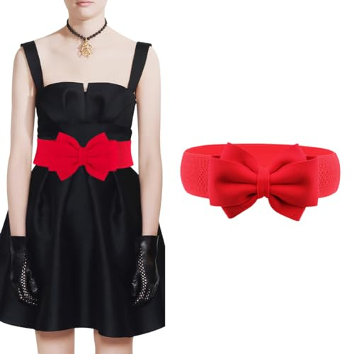 AOWVUTS Damen Breiter Gürtel Breite Schleife Elastischer Taillengürtel Vintage Stretchy Gürtel Hüftgürtel Elastischer Taillengürtel für Kleider Dehnbarer Gürtel der Frauen