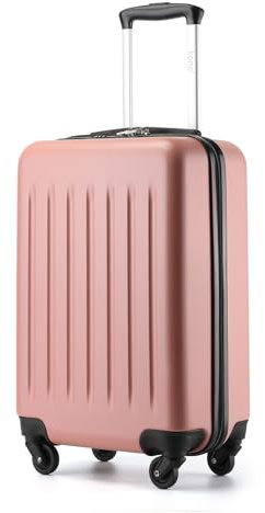 KONO Trolley Rollkoffer ABS Hartschale Handgepäck Koffer 55cm Leicht Hartschalenkoffer Reisekoffer mit 4 Spinner Rollen (M, Nude)