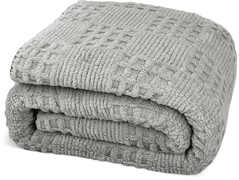 TFCIOD Manta Mullida con Patrón Jacquard 3D, Manta Suave de Sofá, Mantas para Cama, Cobija Ligera para La Cama, El Sofá, Adecuada para Todas Las Estacioness (Gris, 150x200cm)