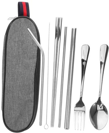 VICASKY 1 Set 304 Stainless Steel Camping Utensils Portable Multifunctional Outdoor Tableware Set Outdoor Cooking Supplies for Hiking Picnics