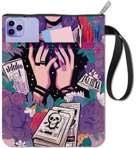 craspire Tarot Buchumschläge Lila Buchschutz Rosenfarbene Buchhülle Für Taschenbücher Waschbarer Buchumschlag Aus Stoff Mit Reißverschluss Und Zusätzlicher Hüllentasche Für Buchliebhaber Geschenke