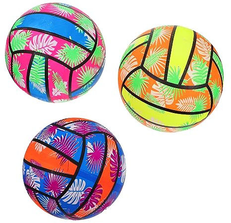 YARNOW Set di 3 Palloni Gonfiabili Colorati per Pallavolo da Spiaggia, 22 Cm di Diametro, per Vacanze Estive e Giochi in Piscina Colore Casuale