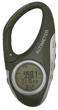 Outanaya Handheld Altitude Barometer Thermometer for Mountain Climbing Outdoor Temperature Gauge Carabiner Clip