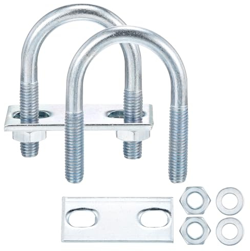 METALLIXITY U Bolts 4Sets (5/16(M8)x1.33x2.55),Round U Bolt Kits U Clamp | with Accessories - for Construction, Pipe, Trailer, Automotive, Leaf Spring Fastener