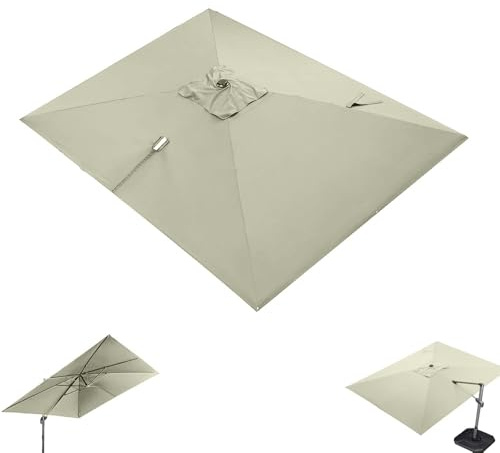 Parasol déporté rectangulaire de Remplacement 10' x 13', Tissu Anti-UV pour Parasol d'extérieur, 8 Baleines, Taupe (3 x 4 m)