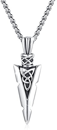 REDSUN Wikinger Pfeil Thors Hammer Kette 925 Sterling Silber ViKing Kreuz Hammer Kreuz Anhänger Keltisches Anhänger Amulett Schmuck für Herren Sohn Jungen Damen Männer Unisex