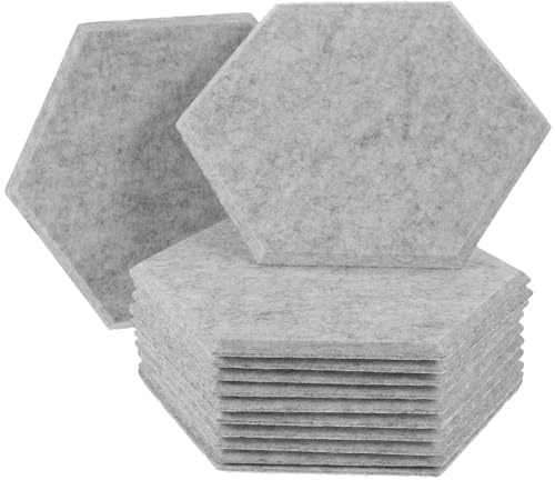 HONITANO 12pcs Acoustic Wall Panels Soundproofing Board Soft Felt Sound Insulation Pads for Home Office Gym Noise Reduction and Sound Absorption