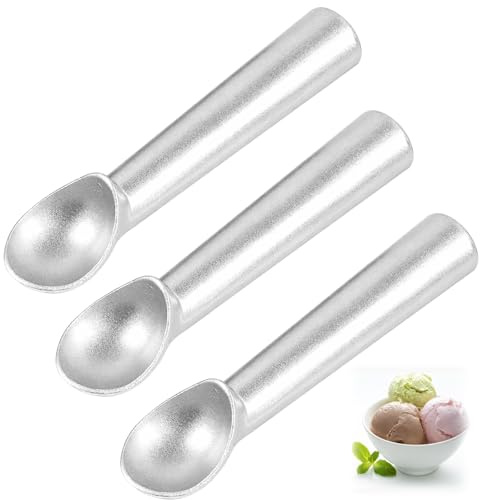 Ice Cream Scoop, Stainless Steel Cookie Scoop with Trigger, Set of Three Aluminium Alloy Scoops for Baking and Dessert Making, Ideal for Portion Control and Kitchen Use, Silver Finish Design