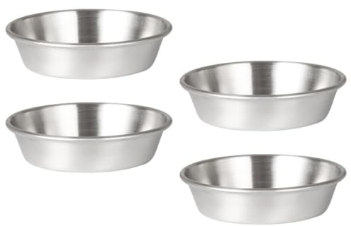 Zerodeko Set 4 Pezzi Piatti per Salsa in Acciaio Inox 304, Piattini per Condimenti e Spezie da 10 Cm, per Cucina, Barbecue, Feste e Picnic All’aperto