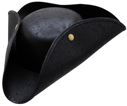 Wicked Costumes Distressed Faux Leather Pirate Hat Costume Accessory - Black
