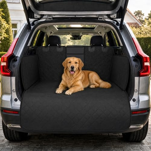 KORVORIA Kofferraumschutz Hund mit Stoßstangenschutz, 100% wasserdichte Kofferraum Schutzmatte, Kratzfeste Hundedecke Auto Kofferraum Antirutschmatte für SUV, Kombi & Universal Auto