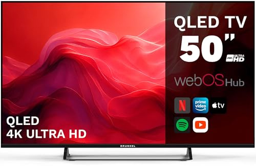 Grunkel QLED-5026WBS Smart TV QLED 50” 4K UHD | webOS | TDT T3 + Satélite S3 | WiFi | USB Grabador PVR | 4 HDMI | 3 USB | Sonido 20W